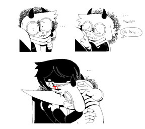 ambiguous_gender anthro blood blood_in_mouth bodily_fluids clothing crying disturbed duo eyewear glasses hug male male/ambiguous robe romantic romantic_couple shadowed_face tears honkadoi deltarune undertale_(series) kris_(deltarune) ralsei bovid caprine goat human mammal hi_res