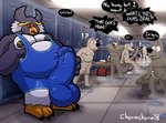 anthro balls big_balls big_penis bulge clothing detailed_bulge erection genitals locker_room male masturbation masturbation_through_clothing overweight overweight_male penile penile_masturbation penis tight_clothing wrestling_singlet charmcharmcharm avian bird canid canine canis crested_penguin domestic_dog mammal penguin rockhopper_penguin