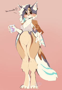 anthro biped blush bottomless bottomless_anthro bottomless_female breasts claws clothed clothed_anthro clothed_female clothing countershade_torso countershading eyewear feathers feet female fingers front_view fur glasses hair looking_at_viewer navel partially_clothed partially_clothed_anthro partially_clothed_female simple_background solo standing tail toes wings cocoline_(artist) avian bird domestic_cat felid feline felis hybrid mammal 2026 absurd_res digital_drawing_(artwork) digital_media_(artwork) hi_res