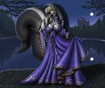 anthro castle clothing collar crown dress female flower forest headgear lake light mistress moon moonlight night plant purple_clothing purple_dress rose_(flower) solo tree twilight veil ndrnight enchanted fairy_tales twillight_(twillightskunk) mammal mephitid skunk 6:5 absurd_res hi_res