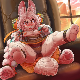 3_claws 3_toes 4_claws 4_fingers anthro areola bedroom_eyes biped blush breasts building camel_toe chair city claws clothed clothed_anthro clothed_female clothing cloud detailed_background dress exposed_breasts eyelashes feet female finger_claws fingers fluffy fluffy_fur fluffy_tail front_view fur furniture genital_outline hair heart_eyes heart_symbol inner_ear_fluff long_hair looking_at_viewer narrowed_eyes nipples office office_chair on_chair open_mouth panties partially_clothed partially_clothed_anthro partially_clothed_female pink_areola pink_eyes pink_hair pink_inner_ear pink_nipples presenting red_blush red_tongue seductive sitting sitting_on_chair sky skyscraper small_breasts small_tail smile smiling_at_viewer snout solo spread_legs spreading tail teeth toe_claws toes tongue tuft underwear vulva_outline white_body white_ears white_fur white_inner_ear_fluff white_tail window kitsune_youkai mihoyo zenless_zone_zero zhao lagomorph leporid mammal rabbit 1:1 2025 digital_media_(artwork)