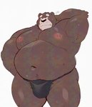 anthro asian_clothing belly big_belly black_clothing black_fundoshi black_underwear blush clothing east_asian_clothing fundoshi japanese_clothing kemono male mature_male moobs navel nipples overweight overweight_male simple_background solo underwear white_background 12beat13 bear mammal 2024 hi_res