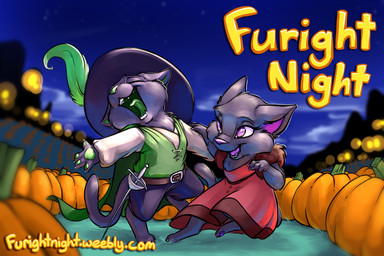 4_fingers anthro barbed_tongue biped black_body black_fur claws clothed clothing dancing duo eyes_closed fangs feathers female fingers food fruit fully_clothed fur green_nose hat headgear headwear holidays looking_at_another male melee_weapon night open_mouth open_smile outside pawpads paws plant pumpkin purple_eyes purple_nose purple_tongue romantic romantic_ambiance singing sky smile standing star sword teeth text tongue weapon carrot_(artist) halloween domestic_cat felid feline felis mammal 2015 3:2 absurd_res english_text hi_res url