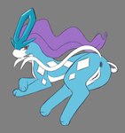 butt female feral genitals looking_at_viewer lying on_side pussy red_eyes simple_background solo shinyumbre nintendo pokemon generation_2_pokemon legendary_pokemon pokemon_(species) suicune hi_res