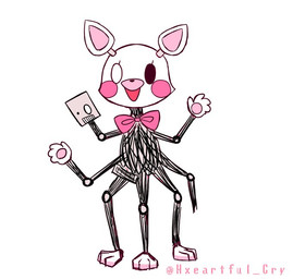 2_heads 3_toes 4_fingers ambiguous_gender bow_tie chibi feet fingers grey_body machine multi_head multi_limb pawpads pink_body pink_cheeks pink_inner_ear semi-anthro solo toes white_body toastyfeelings five_nights_at_freddy's five_nights_at_freddy's_2 scottgames mangle_(fnaf) animatronic canid canine fox mammal robot