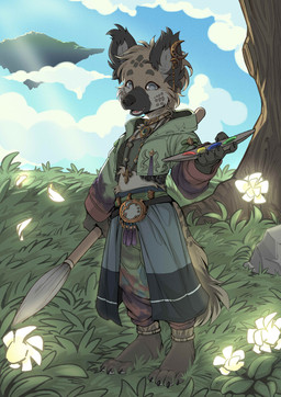 4_toes 5_fingers anthro barefoot biped bottomwear brush cheek_markings cheek_tuft claws clothed clothed_anthro clothed_male clothing cloud countershade_face countershade_fur countershade_neck countershade_torso countershading day dipstick_tail ear_piercing eyebrows eyelashes facial_markings facial_tuft fantasy feet finger_claws fingers flower fluffy fluffy_ears fluffy_tail forehead_markings front_view fully_clothed fully_clothed_anthro fully_clothed_male fur fur_markings fur_tuft grass head_markings holding_brush holding_object holding_paintbrush humanoid_hands iris leg_markings looking_at_viewer male male_anthro markings midriff multicolored_body multicolored_fur no_pupils open_mouth outside paintbrush pants piercing plant plantigrade sky slim slim_anthro slim_male snout socks_(marking) solo standing tail tail_markings teeth toe_claws toes tongue topwear tree tuft young young_male makioraku canid canine mammal absurd_res full-length_portrait hi_res portrait