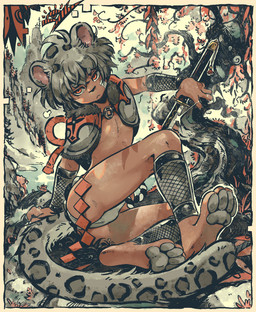 accessory adolescent anthro armor asian_clothing biped bulge bulge_from_behind butt clothed clothing east_asian_clothing femboy fundoshi fur hair japanese_clothing jewelry katana kemono looking_at_viewer male male_anthro melee_weapon nature necklace orange_body orange_fur pawpads skimpy slim slim_anthro slim_male small_waist solo sword tail thin_thighs underwear weapon young young_anthro young_male moonshen felid leopard mammal pantherine snow_leopard absurd_res hi_res