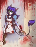 anthro blood bodily_fluids clothed clothing dress female fur glowing glowing_eyes green_eyes hair multicolored_body multicolored_fur plushie purple_body purple_fur purple_hair solo tail tail_tuft teddy_bear tuft two_tone_body two_tone_fur white_body white_fur mingchee 2k_games bioshock ratchet_and_clank sony_corporation sony_interactive_entertainment lati_the_lombax little_sister_(bioshock) lombax mammal 2010