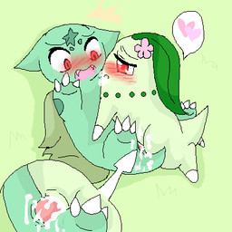 blush bodily_fluids breath cum cum_inside cum_on_penis duo female female_penetrated flower genital_fluids genitals heart_symbol male male/female male_penetrating male_penetrating_female open_mouth penetration penile penile_penetration penis penis_in_vagina plant red_eyes sex vaginal vaginal_penetration vulva yutasuke nintendo pokemon bulbasaur chikorita generation_1_pokemon generation_2_pokemon pokemon_(species) 1:1 aliasing digital_media_(artwork) low_res