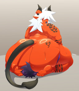anthro big_butt bodily_fluids butt duo facesitting female female/female glistening glistening_butt hair horn overweight pointy_ears purple_body red_body sitting_on_another size_difference sweat sweaty_butt tail tattoo white_hair desdejin epic_games fortnite desdemona_(fortnite) raven_team_leader bear demon mammal digital_drawing_(artwork) digital_media_(artwork) hi_res