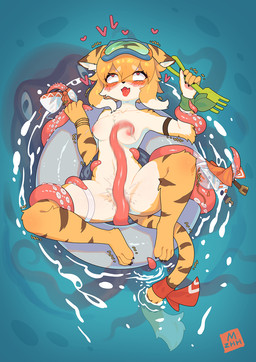 accessory ahegao anthro anthro_on_feral armband bestiality bikini blush bodily_fluids breasts claws clothed clothing duo excited eyewear female feral fur furgonomics genital_fluids goggles heart_eyes heart_symbol holding_object looking_pleasured navel nipple_fetish nipple_play nipples no_bra nude open_mouth orgasm orgasm_face pool_float red_tentacles restrained_arm shaking spread_legs spreading stripes swim_ring swimming_goggles swimwear tail tail_accessory tailband tapering_tentacles tentacle_grab tentacle_on_arm tentacle_on_breast tentacle_on_chest tentacle_on_legs tentacle_on_nipple tentacle_on_pussy tentacles toe_claws trembling two-piece_swimsuit undressed vaginal vaginal_fluids water yellow_body yellow_fur mzhh cygames world_flipper mia_(world_flipper) aquatic cephalopod coleoid felid mammal mollusk octopodiform octopus pantherine tiger hi_res