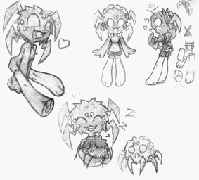 ambiguous_gender anthro black_body black_fur blush blush_lines bodily_fluids clothed clothing duo emanata eyes_closed fangs fur heart_symbol holding_object legwear maid_uniform male multi_eye onomatopoeia panties pupils sleeping smile solo sound_effects speech_bubble stockings sweat sweatdrop teeth text underwear uniform vowelless vowelless_sound_effect white_pupils zzz ghost_jump third-party_edit don't_starve klei_entertainment webber arachnid arthropod spider absurd_res hi_res monochrome multiple_images