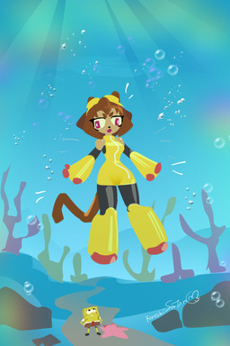 anthro brown_body brown_hair clothed clothing eyewear female goggles hair male simple_background solo tail underwater water karoshi_satan gameoverse glitch_productions nickelodeon spongebob_squarepants kit_bodega patrick_star spongebob_squarepants_(character) aquatic asterozoan domestic_cat echinoderm felid feline felis mammal sea_sponge starfish 2026 2:3 absurd_res digital_media_(artwork) hi_res