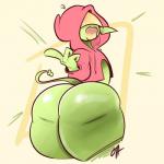 big_butt butt clothing female hoodie lips not_furry solo thick_lips topwear ota_(artist) alien ami_(disambiguation) 1:1 hi_res