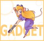 anthro blonde_hair blue_eyes blush butt butt_pose chip_'n_dale_rescue_rangers disney eyewear female gadget_hackwrench goggles hair heart_symbol looking_at_viewer mammal mouse murid murine pose rodent simple_background solo tools wrench yakibuta