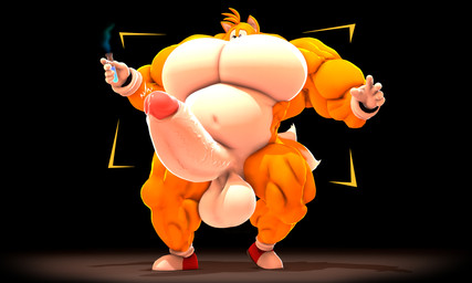anthro balls biceps big_balls big_muscles big_pecs big_penis blue_liquid bodily_fluids body_size_growth calf_muscles dripping erection genital_fluids genitals glans growth huge_balls huge_muscles huge_pecs huge_penis hyper hyper_balls hyper_genitalia hyper_muscles hyper_penis laboratory_equipment laboratory_glassware liquid male muscle_growth musclegut muscular muscular_male muscular_thighs pecs penis precum precum_drip quads scientific_instrument size_transformation solo steam test_tube transformation vein veiny_penis not_person420 sega sonic_the_hedgehog_(series) miles_prower canid canine fox mammal red_fox true_fox 3d_(artwork) 5:3 digital_media_(artwork) hi_res