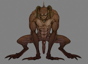 abs animal_genitalia animal_penis anthro claws erection genitals grey_background horn knot looking_at_viewer male muscular muscular_anthro muscular_male nude penis simple_background solo teeth lethal_doors fallout microsoft deathclaw scalie 2015
