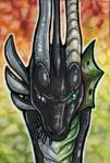 green_eyes heterochromia horn scar solo spines natoli mythology dragon mythological_creature mythological_scalie scalie 2019 headshot_portrait portrait traditional_media_(artwork)