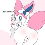 blush female feral genitals hug hugging_object hugging_pillow looking_at_viewer looking_back pillow pussy semi-anthro solo teasing aurorasylveon nintendo pokemon aurora_sylveon eeveelution generation_6_pokemon pokemon_(species) sylveon 1:1