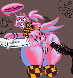 4_fingers alternative_fashion anal_fluids animal_genitalia animal_penis anthro anthro_focus balls big_breasts big_butt big_penis black_balls black_glans blue_body blue_fur blue_vulva bodily_fluids bottomless bracelet breasts brown_clothing brown_legwear brown_shirt brown_topwear butt checkered checkered_clothing checkered_legwear checkered_shirt checkered_topwear clitoris clothed clothing cutaway cute_fangs dialogue disembodied_penis equine_genitalia equine_penis erection exclamation_point eyeless fangs female female_focus fingers fur genital_fluids genitals glans group hair hand_on_butt huge_butt huge_penis huge_thighs humanoid_genitalia humanoid_penis imminent_sex jewelry legwear medial_ring motion_lines mouthless no_pupils pattern_clothing pattern_legwear pattern_shirt pattern_topwear penis precum purple_body purple_fur purple_hair scene_(fashion) shirt smile smirk solo_focus speech_bubble spread_butt spreading teeth text thick_thighs throbbing throbbing_penis tongue tongue_out topwear trio vaginal_fluids vein veiny_penis vulva white_eyes white_penis white_tongue yellow_clothing yellow_legwear yellow_shirt yellow_topwear snazlazzle ika_(snazlazzle) kaien_(snazlazzle) kiki_(snazlazzle) canid canine mammal scalie 2026 english_text hi_res nonbinary_(lore)