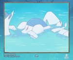 absurd_res anus eyes_closed female feral floating generation_2_pokemon genitals hand_behind_head hi_res imgonnaloveyou legendary_pokemon lugia lying nintendo on_back outside partially_submerged pokemon pokemon_(species) pussy solo swimming tail water waterscape