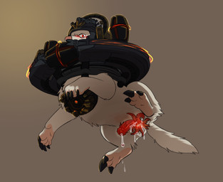 alien_genitalia animal_genitalia antennae_(anatomy) armor bodily_fluids butt cybernetics egg_from_ovipositor feral floating fur gaping gaping_vagina genital_fluids genitals headgear helmet herm intersex looking_at_viewer low-angle_view machine nude penile penis presenting presenting_hindquarters red_eyes scat_disposal simple_background solo spread_legs spreading tail vulva worm's-eye_view puppyratcat skibidi_toilet alien canid canine canis mammal skibidi_toilet_(species) vortihound hi_res
