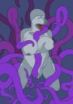 5_fingers anthro bald big_breasts biped blue_eyes breasts female fingers half-closed_eyes kneeling narrowed_eyes nipples nude open_mouth purple_tentacles solo tentacles rah-kisara arianna cetacean dolphin mammal marine oceanic_dolphin toothed_whale 2017 absurd_res hi_res