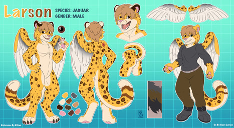 anthro biped male male_anthro solo standing wings felid jaguar mammal pantherine hi_res model_sheet tagme