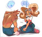 anthro big_butt blonde_hair breasts butt clothed clothing duo embarrassed female hair implied_incest male presenting presenting_breasts raised_clothing raised_shirt raised_topwear self-conscious shirt small_breasts text thought_bubble topwear bloop_(artist) activision crash_bandicoot_(series) coco_bandicoot crash_bandicoot bandicoot mammal marsupial hi_res brother_(lore) brother_and_sister_(lore) sibling_(lore) sister_(lore)