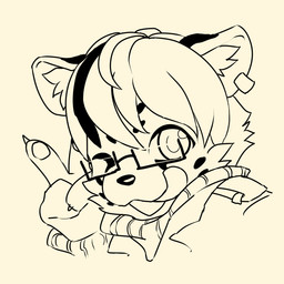 anthro cheek_tuft claws clothed clothing ear_piercing ear_ring eyewear facial_tuft finger_claws fingerpads glasses glistening glistening_eyes inner_ear_fluff licking licking_lips licking_own_lips looking_at_viewer male one_eye_closed pawpads piercing rectangular_glasses ring_piercing self_lick simple_background solo tongue tongue_out topwear tuft unsigned papayafurry felid mammal 1:1 bust_portrait hi_res icon monochrome portrait