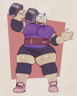 2_horns abstract_background anthro arm_tattoo athletic biped bottomwear breasts clothed clothed_female clothed_humanoid clothing exercise female female_humanoid footwear grey_hair hair horn muscular muscular_anthro muscular_female muscular_humanoid shirt shoes short_hair shorts simple_background solo standing tattoo topwear weightlifting workout peculiart matilda_(peculiart) animal_humanoid humanoid mammal mammal_humanoid rodent rodent_humanoid sciurid sciurid_humanoid 2024 hi_res