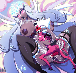 anus balls big_breasts big_penis blush bodily_fluids breasts butt clothed clothing cum cum_in_vagina cum_inside dark_body dark_skin demon_on_angel duo eyes_closed fangs female female_penetrated freckled_face freckles genital_fluids genitals hair halo holding_partner hooves horn interspecies looking_pleasured male male/female male_penetrating male_penetrating_female mature_female nipples nude open_mouth orgasm orgasm_face partially_clothed penetration penile penile_penetration penis penis_in_vagina red_body saliva sex simple_background size_difference sucking sweat tail teeth thick_thighs tongue tongue_out vaginal vaginal_fluids vaginal_penetration white_hair wings corazonarts hazbin_hotel hellaverse aless_(corazonarts) sera_(hazbin_hotel) angel angel_humanoid demon demon_humanoid humanoid imp seraph_(angel) absurd_res hi_res