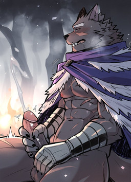 abs anthro armor balls big_penis blush bodily_fluids cloak clothing cum cumshot drooling ejaculation erection fangs fur genital_fluids genitals grey_body grey_fur humanoid_genitalia humanoid_penis male masturbation mostly_nude muscular muscular_male nipples orgasm orgasm_face outside pecs penile penile_masturbation penis saliva scar solo teeth luwei_(artist) elden_ring fromsoftware blaidd_(elden_ring) canid canine canis mammal wolf 2022