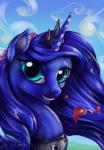 2014 <3 blue_eyes blue_hair cloud crown day equine female flower friendship_is_magic hair horse looking_at_viewer mammal moon my_little_pony necklace pony portrait princess_luna_(mlp) sky smile solo viwrastupr
Rating: Safe
Score: 7
User: 2DUK
Date: March 27, 2014