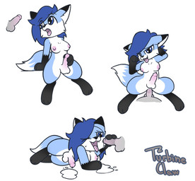 anal anal_penetration anthro blue_body blue_hair bodily_fluids breasts cum cum_on_face digitigrade disembodied_penis duo ejaculation from_front_position genital_fluids genitals gynomorph gynomorph_focus hair handjob humanoid_genitalia humanoid_penis intersex intersex_focus looking_pleasured lying male masturbation missionary_position narrowed_eyes nipples on_back on_side one_eye_closed open_mouth penetration penile penis sex simple_background sitting solo_focus tongue white_background wink shatterstone luna_(foxawoo) canid canine fox mammal hi_res female_(lore) trans_(lore)
