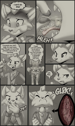 4_fingers 4_toes accessory annoyed anthro blush blush_lines bodily_fluids buckteeth claws clothed clothed_anthro clothed_male clothing confident determined dialogue drooling drooling_tongue duo eye_roll feet finger_claws fingers fully_clothed fully_clothed_anthro fully_clothed_male gulp_(sound_effect) head_shake inner_thoughts larger_anthro larger_male macro male male/male micro necktie open_mouth pawpads pupils saliva saliva_on_tongue saliva_string second_thoughts sharp_teeth shove shuddering size_difference smaller_anthro smaller_male soles speech_bubble spitting_out struggling swallowing sweat tail tail_grab teeth text toes tongue uniform unusual_pupils vore x-ray_view muhny lyle_(muhny) domestic_cat felid feline felis mammal mouse murid murine rodent comic english_text hi_res