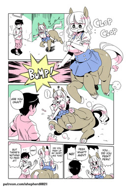 black_hair blue_clothing blush bottomwear brown_body cellphone clock clothed clothing dialogue distracted duo electronics eyewear featureless_crotch female glasses hair holding_cellphone holding_object holding_phone hooves lying male no_underwear on_ground on_side onomatopoeia pants phone pupils quadruped raised_leg shirt skirt sound_effects speech_bubble spread_legs spreading tail text topwear watch wearing_glasses wristwatch shepherd0821 european_mythology greek_mythology mythology centaur equid equid_taur human humanoid_taur mammal mammal_taur taur comic english_text hi_res url