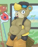 absurd_res animal_crossing anime_nosebleed anthro backwards_baseball_cap backwards_hat baseball_cap beaver big_butt black_nose blonde_hair blood blue_eyes blush bodily_fluids bottomwear brown_body bulge butt c.j._(animal_crossing) chameleon clothing darkened_nipples detailed_background duo eyewear eyewear_on_head flick_(animal_crossing) glasses glasses_on_head glistening glistening_body hair hari hat headgear headwear heart_symbol hi_res horn jacket lizard looking_at_viewer looking_surprised male male/male mammal maru_winters meme nintendo nipples nosebleed open_mouth overweight overweight_male piercing pulling_up_pants rectangular_glasses red_body reptile rodent scalie shorts signature solo_focus surprised_expression tight_pants_(meme) topwear underwear