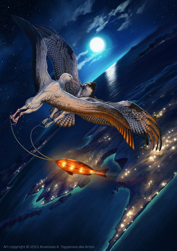 detailed_background duo feathered_wings feathers feral flying moon night outside sky star starry_sky water wings yellow_eyes anisis accipitriform albatross avian bird osprey procellariiform 2015 digital_media_(artwork) hi_res