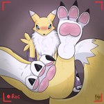 3_toes anthro feet foot_fetish foot_focus pawpads paws soles toes rottenheart10 bandai_namco digimon canid canine digimon_(species) fox mammal renamon 1:1 absurd_res hi_res