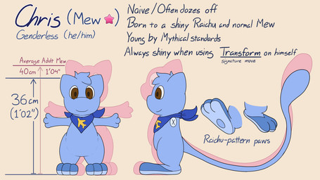 3_fingers 3_toes airplane_symbol ambiguous_gender blue_body blue_scarf brown_eyes feet feral fingers front_view head_tuft height imperial_unit information long_tail measurements metric_unit scarf side_view solo tail text toes tuft crizbn nintendo pokemon chris_(crizbn) generation_1_pokemon legendary_pokemon mew_(pokemon) pokemon_(species) shiny_pokemon 16:9 2020 character_name english_text model_sheet species_name widescreen nonbinary_(lore)
