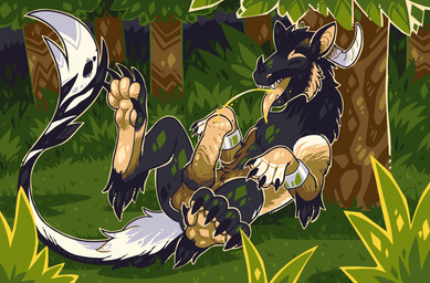 against_natural_surface against_surface against_tree animal_genitalia animal_penis arm_tuft balls black_body black_claws black_finger_claws black_fur black_penis black_toe_claws bodily_fluids cheek_tuft claws curling_toes detailed_background digitigrade drinking drinking_own_urine drinking_urine elbow_tuft equine_genitalia equine_penis eyes_closed facial_horn facial_tuft fangs feet feral finger_claws fluffy forest forest_background fur genital_fluids genitals grass horn hybrid_genitalia hybrid_penis knot knotted_equine_penis knotted_penis male multicolored_body multicolored_fur multicolored_penis nature nature_background nose_horn outside pawpads peeing peeing_in_mouth peeing_while_erect penis plant ridged_penis sharp_teeth shrub solo tail tail_tuft tan_body tan_fur tan_pawpads tan_penis teeth toe_claws tongue tongue_out tree tuft urethra urine urine_in_mouth urine_in_own_mouth urine_stream watersports white_body white_fur wristband psychonautic ember_(trey.embershade) felkin 2024 hi_res