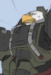 anthro armor beak beak_scar breastplate cable clothed clothing feathers front_view green_armor machine male power_armor solo spaulder standing white_body white_feathers yellow_beak yellow_eyes saberzelgrath rocco_schroeder_(saberzelgrath) accipitrid accipitriform avian bald_eagle bird eagle sea_eagle 2023 half-length_portrait portrait