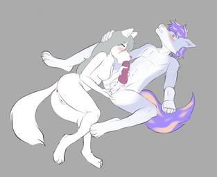 anal anal_fingering animal_genitalia animal_penis anthro anus blue_body blue_fur canine_genitalia canine_penis canon_x_oc claws clenched_teeth duo eyes_closed fellatio female female_fingering female_fingering_male female_penetrating female_penetrating_male fingering fur genitals grey_hair hair knot male male/female male_fingered male_penetrated oral orange_hair orange_tail penetration penile penis purple_hair purple_tail sex spread_legs spreading tail teeth vulva white_body white_fur white_tail donohusuu twokinds raine_silverlock sane_(skbld) canid canine canis mammal wolf absurd_res hi_res