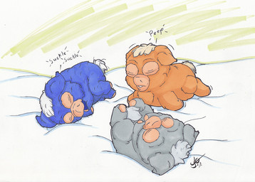 ambiguous_feral ambiguous_gender bedding blue_body blue_fur eyes_closed feral fur grey_body grey_fur grey_hair grey_tail group hair hooves lying monotone_body monotone_fur monotone_hair monotone_tail neonate on_back on_front on_side orange_body orange_fur quadruped sleeping tail tan_eyelids tan_hooves tan_muzzle trio young young_ambiguous young_feral wetfluff fluffy_pony fluffy_pony_(species) mammal english_description signature traditional_media_(artwork)