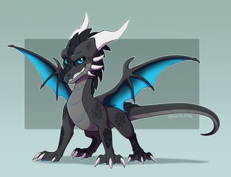 3_toes barefoot black_body black_face black_scales black_sclera black_tail blue_body blue_eyes blue_face blue_scales blue_tail blue_wings claws closed_smile countershade_face countershade_scales countershade_tail countershade_torso countershading eyebrows facial_scales feet feral front_view glistening glistening_eyes glistening_horn green_background grey_background grey_body grey_countershading grey_eyebrows grey_face grey_scales grey_tail grey_wings horn long_tail looking_at_viewer looking_forward male membrane_(anatomy) membranous_wings monotone_horn mouth_closed multicolored_body multicolored_face multicolored_scales multicolored_tail multicolored_wings nude plantigrade pseudo_hair pupils raised_eyebrow scale_eyebrows scale_hair scales shadow simple_background smile snout solo spines spread_wings standing tail teeth thick_tail toe_claws toes ventral_scales white_claws white_horn wings icelectricspyro european_mythology mythology xero_(captainscales) dragon mythological_creature mythological_scalie scalie western_dragon full-length_portrait hi_res portrait
