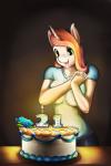 anthro birthday birthday_cake cake dessert female food horn solo d-lowell hasbro my_little_pony mythology fan_character equid equine mammal mythological_creature mythological_equine unicorn lilly_(disambiguation) 2017 2:3 hi_res