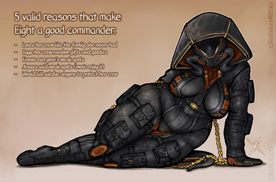 big_breasts breasts clothed clothing curvy_figure cybernetics female fully_clothed looking_at_viewer lying machine not_furry on_side pose science_fiction simple_background solo tail text thick_thighs voluptuous wide_hips eighttheexophile transentience commander_eight alien alien_humanoid cyborg humanoid monster digital_media_(artwork) english_text hi_res pinup