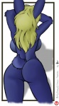 anthro back_boob big_breasts blonde_hair blue_body blue_fur breasts butt featureless_crotch female fur hair long_hair nude purple_body purple_fur rear_view side_boob solo wide_hips anonipony busty_bunny lagomorph leporid mammal rabbit source_request