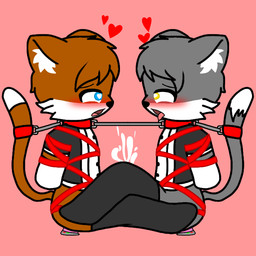 anthro blush bodily_fluids chibi clothing cum duo forced genital_fluids heart_eyes heart_symbol love maid_uniform male male/male rape sex sex_toy toy uniform dekato_(artist) dekato_(oc) domestic_cat felid feline felis humanoid mammal 1:1